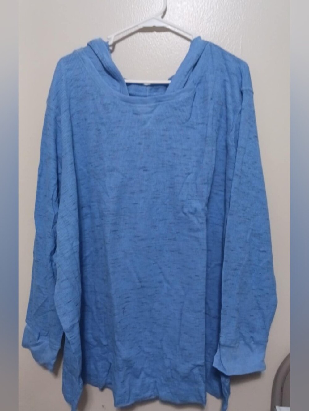 Woman Within Lightweight Blue Thermal Hoodie Long-Sleeve Top 5x A-32